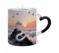 TKJMCSW Coffee Mug 11 Oz Silver Dragon Circling Color Changing Mugs, Heat Changing Coffee Mugs with Handle, Heat Sensitive Magic Mug for Women Men Funny Ceramic Cup for Tea Latte Milk Cocoa