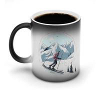 TKJMCSW Coffee Mug 11 Oz Skiing Theme Color Changing Mugs, Heat Changing Coffee Mugs with Handle, Heat Sensitive Magic Mug for Women Men Funny Ceramic Cup for Tea Latte Milk Cocoa