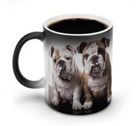 TKJMCSW Coffee Mug 11 Oz Two Cute Bulldog Dogs Color Changing Mugs, Heat Changing Coffee Mugs with Handle, Heat Sensitive Magic Mug for Women Men Funny Ceramic Cup for Tea Latte Milk Cocoa