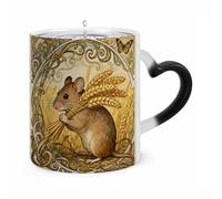 TKJMCSW Coffee Mug 11 Oz Vole Wheat Ear Color Changing Mugs, Heat Changing Coffee Mugs with Handle, Heat Sensitive Magic Mug for Women Men Funny Ceramic Cup for Tea Latte Milk Cocoa