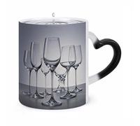 TKJMCSW Coffee Mug 11 Oz Wine Glasses Color Changing Mugs, Heat Changing Coffee Mugs with Handle, Heat Sensitive Magic Mug for Women Men Funny Ceramic Cup for Tea Latte Milk Cocoa