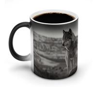 TKJMCSW Coffee Mug 11 Oz Wolf On The Grass Color Changing Mugs, Heat Changing Coffee Mugs with Handle, Heat Sensitive Magic Mug for Women Men Funny Ceramic Cup for Tea Latte Milk Cocoa