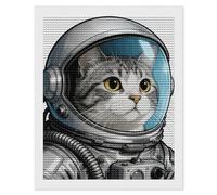 TKJMCSW Colored Astronaut Cat 5D Diamond Painting Kits for Adults Beginner DIY Round Full Drill Diamond Dots Paintings Paint with Diamonds Crafts Kits Gem Art for Home Wall Decor Gift 16"x20"