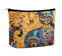 TKJMCSW Colorful Abstract Cat Cosmetic Bags for Women Men Waterproof Travel Toiletry Bag Large Capacity Makeup Bags PU Leather Cute Makeup Pouch Protable Travel Bag for Toiletries, white, One Size