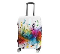 TKJMCSW Colorful Music Luggage Cover Tsa Approved Suitcase Covers for Luggage Elastic Washable Suit Case Covers Anti-Scratch Travel Luggages Sleeve Suitcase Protector Fits 19-30 Inch Case(), White, L