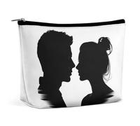 TKJMCSW Couple Face Silhouette Cosmetic Bags for Women Men Waterproof Travel Toiletry Bag Large Capacity Makeup Bags PU Leather Cute Makeup Pouch Protable Travel Bag for Toiletries, white, One Size