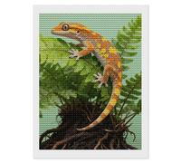 TKJMCSW Crested Gecko on Fern 5D Diamond Painting Kits for Adults Beginner DIY Round Full Drill Diamond Dots Paintings Paint with Diamonds Crafts Kits Gem Art for Home Wall Decor Gift 12"x16"