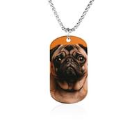 TKJMCSW Custom A Pug Dog Tag Necklace 23.6" Chain Personalized Photo Pendant for Men Women Stainless Steel Memorial Picture Couple Necklace Jewelry Keepsake Bereavement Sympathy Gifts