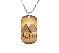 TKJMCSW Custom Ancient Egypt Dog Tag Necklace 23.6" Chain Personalized Photo Pendant for Men Women Stainless Steel Memorial Picture Couple Necklace Jewelry Keepsake Bereavement Sympathy Gifts