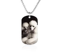 TKJMCSW Custom French Poodle Dog Tag Necklace 23.6" Chain Personalized Photo Pendant for Men Women Stainless Steel Memorial Picture Couple Necklace Jewelry Keepsake Bereavement Sympathy Gifts