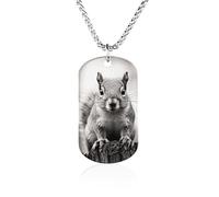 TKJMCSW Custom Light Gray Squirrel Dog Tag Necklace 23.6" Chain Personalized Photo Pendant for Men Women Stainless Steel Memorial Picture Couple Necklace Jewelry Keepsake Bereavement Sympathy Gifts