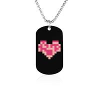 TKJMCSW Custom Pixel Shaped Heart Dog Tag Necklace 23.6" Chain Personalized Photo Pendant for Men Women Stainless Steel Memorial Picture Couple Necklace Jewelry Keepsake Bereavement Sympathy Gifts