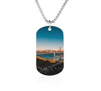 TKJMCSW Custom San Francisco Dog Tag Necklace 23.6" Chain Personalized Photo Pendant for Men Women Stainless Steel Memorial Picture Couple Necklace Jewelry Keepsake Bereavement Sympathy Gifts