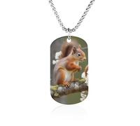 TKJMCSW Custom Squirrels Dog Tag Necklace 23.6" Chain Personalized Photo Pendant for Men Women Stainless Steel Memorial Picture Couple Necklace Jewelry Keepsake Bereavement Sympathy Gifts
