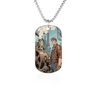 TKJMCSW Custom Steampunk Factory Dog Tag Necklace 23.6" Chain Personalized Photo Pendant for Men Women Stainless Steel Memorial Picture Couple Necklace Jewelry Keepsake Bereavement Sympathy Gifts