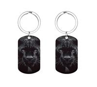 TKJMCSW Cute Animal Panther Keychains for Women Men Stainless Steel Car Key Chain Rings Personalized Photo Keychain Keyring for Car Keys Id Badges Card Wallet Silver Bag Charms Purse Charm
