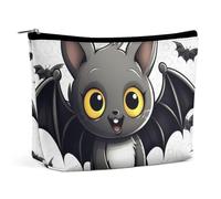 TKJMCSW Cute Bat Cosmetic Bags for Women Men Waterproof Travel Toiletry Bag Large Capacity Makeup Bags PU Leather Cute Makeup Pouch Protable Travel Bag for Toiletries, white, One Size