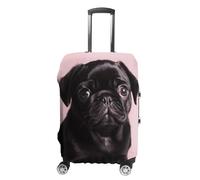 TKJMCSW Cute Black Pug Luggage Cover Tsa Approved Suitcase Covers for Luggage Elastic Washable Suit Case Covers Anti-Scratch Travel Luggages Sleeve Suitcase Protector Fits 19-30 Inch Case(), White, S