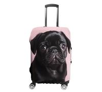 TKJMCSW Cute Black Pug Luggage Cover Tsa Approved Suitcase Covers for Luggage Elastic Washable Suit Case Covers Anti-Scratch Travel Luggages Sleeve Suitcase Protector Fits 19-30 Inch Case(), White, XL