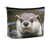 TKJMCSW Cute Otter Cosmetic Bags for Women Men Waterproof Travel Toiletry Bag Large Capacity Makeup Bags PU Leather Cute Makeup Pouch Protable Travel Bag for Toiletries