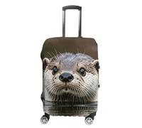 TKJMCSW Cute Otter Luggage Cover Tsa Approved Suitcase Covers for Luggage Elastic Washable Suit Case Covers Anti-Scratch Travel Luggages Sleeve Suitcase Protector Fits 19-30 Inch Case(), white, M