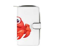 TKJMCSW Cute Red Crab Leather Wallets for Women with 12 Card Slots Zip Credit Card Holder Long Clutch with Coin Purse Id Window Travel Cash Wallet
