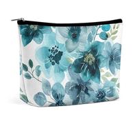 TKJMCSW Cyan And Blue Cosmetic Bags for Women Men Waterproof Travel Toiletry Bag Large Capacity Makeup Bags PU Leather Cute Makeup Pouch Protable Travel Bag for Toiletries