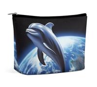 TKJMCSW Dolphin Earth Makeup Bag for Women Large Capacity Toiletry Bag Portable Make Up Organizer Cosmetics Bag Travel Bag for Cosmetic Storage Bag for Travel Work, style, One Size