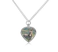 TKJMCSW Donkey And Flower Pet Ashes Necklace with Filling Kits 27.6" Cable Chain Memorial Cremation Urn Necklace Jewelry Souvenir Keepsake for Human Ashes Dogs Cats Sympathy Gift for Women Men