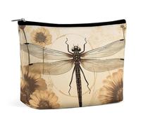 TKJMCSW Dragonfly on Sunflower Cosmetic Bags for Women Men Waterproof Travel Toiletry Bag Large Capacity Makeup Bags PU Leather Cute Makeup Pouch Protable Travel Bag for Toiletries