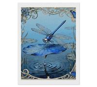 TKJMCSW Dragonfly Water Lily 5D Diamond Painting Kits for Adults Beginner DIY Round Full Drill Diamond Dots Paintings Paint with Diamonds Crafts Kits Gem Art for Home Wall Decor Gift 12"x16"