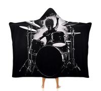 TKJMCSW Drummer Wearable Blanket Hoodie for Women Men Oversized Fleece Blanket Sweatshirt Poncho-, White, 40"x50"