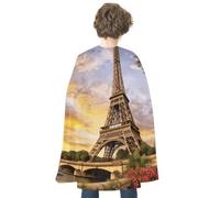 TKJMCSW Eiffel Tower Paris Renaissance Cape Reversible Halloween Cloak for Cosplay Party Medieval Costume Masquerade Outfit