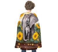 TKJMCSW Elephant Sunflowers Renaissance Cape Reversible Halloween Cloak for Cosplay Party Medieval Costume Masquerade Outfit