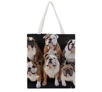 TKJMCSW English Bulldogs Canvas Tote Bag for Women with Handles Reusable Grocery Cloth Bag Foldable Tote Purse Travel Casual Everyday Shoulder Bags Shopping Handbag for Teacher Nurse Gift