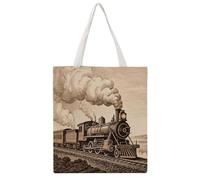 TKJMCSW Etching Train Canvas Tote Bag for Women with Handles Reusable Grocery Cloth Bag Foldable Tote Purse Travel Casual Everyday Shoulder Bags Shopping Handbag for Teacher Nurse Gift