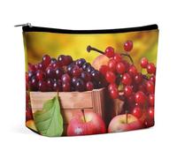 TKJMCSW Fall Red Leaves And Fruits Makeup Bag for Women Large Capacity Toiletry Bag Portable Make Up Organizer Cosmetics Bag Travel Bag for Cosmetic Storage Bag for Travel Work, style, One Size
