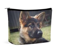 TKJMCSW German Shepherd Puppy Cosmetic Bags for Women Men Waterproof Travel Toiletry Bag Large Capacity Makeup Bags PU Leather Cute Makeup Pouch Protable Travel Bag for Toiletries, white, One Size