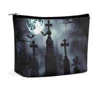 TKJMCSW Gothic Happy Halloween Cosmetic Bags for Women Men Waterproof Travel Toiletry Bag Large Capacity Makeup Bags PU Leather Cute Makeup Pouch Protable Travel Bag for Toiletries, white, One Size