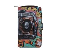 TKJMCSW Graffiti Hip Hop Leather Wallets for Women with 12 Card Slots Zip Credit Card Holder Long Clutch with Coin Purse Id Window Travel Cash Wallet