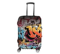 TKJMCSW Graffiti Hip Hop Luggage Cover Tsa Approved Suitcase Covers for Luggage Elastic Washable Suit Case Covers Anti-Scratch Travel Luggages Sleeve Suitcase Protector Fits 19-30 Inch Case(), White