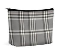 TKJMCSW Gray Plaid Lines Cosmetic Bags for Women Men Waterproof Travel Toiletry Bag Large Capacity Makeup Bags PU Leather Cute Makeup Pouch Protable Travel Bag for Toiletries, white, One size