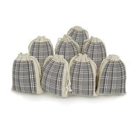 TKJMCSW Gray Plaid Lines Drawstring Gift Bags 8PCS Muslin Bags Drawstring Bags Small Drawstring Bags Gift Bags with Drawstring Gift Wrap Bags Drawstring Drawstring Pouch