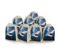 TKJMCSW Great White Shark Opens Mouth Drawstring Gift Bags 8PCS Muslin Bags Drawstring Bags Small Drawstring Bags Gift Bags with Drawstring Gift Wrap Bags Drawstring Drawstring Pouch