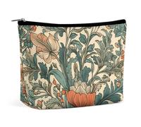 TKJMCSW Green Floral Pattern Cosmetic Bags for Women Men Waterproof Travel Toiletry Bag Large Capacity Makeup Bags PU Leather Cute Makeup Pouch Protable Travel Bag for Toiletries, white, One size