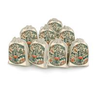 TKJMCSW Green Floral Pattern Drawstring Gift Bags 8PCS Muslin Bags Drawstring Bags Small Drawstring Bags Gift Bags with Drawstring Gift Wrap Bags Drawstring Drawstring Pouch