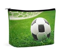 TKJMCSW Green Grass Soccer Makeup Bag for Women Large Capacity Toiletry Bag Portable Make Up Organizer Cosmetics Bag Travel Bag for Cosmetic Storage Bag for Travel Work, style, One Size