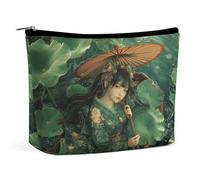 TKJMCSW Green Leaves And Boat Cosmetic Bags for Women Men Waterproof Travel Toiletry Bag Large Capacity Makeup Bags PU Leather Cute Makeup Pouch Protable Travel Bag for Toiletries, white, One Size