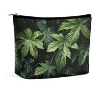 TKJMCSW Green Leaves Pattern Cosmetic Bags for Women Men Waterproof Travel Toiletry Bag Large Capacity Makeup Bags PU Leather Cute Makeup Pouch Protable Travel Bag for Toiletries