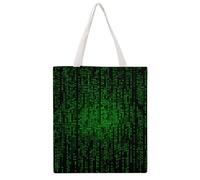 TKJMCSW Green Number Binary Canvas Tote Bag for Women with Handles Reusable Grocery Cloth Bag Foldable Tote Purse Travel Casual Everyday Shoulder Bags Shopping Handbag for Teacher Nurse Gift